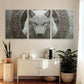 3pcs White Wolf Staring Straight Wall Art Set Canvas Framed 40x60cm - High Quality Print 100% Australian Made Wall Canvas Ready to Hang