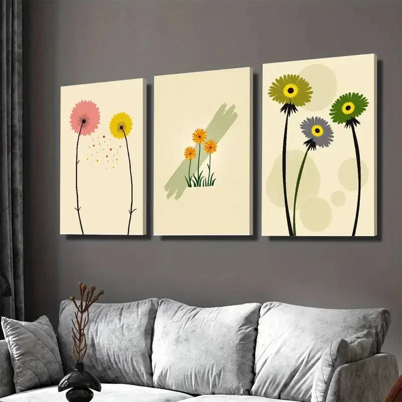 3pcs Modern Floral Elegant Pink Yellow Wall Art Set Canvas Framed 40x60cm - High Quality Print 100% Australian Made Wall Canvas Ready to Hang