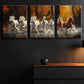 3pcs Majestic Running White & Brown Horses Wall Art Set Canvas Framed 40x60cm - High Quality Print 100% Australian Made Wall Canvas Ready to Hang