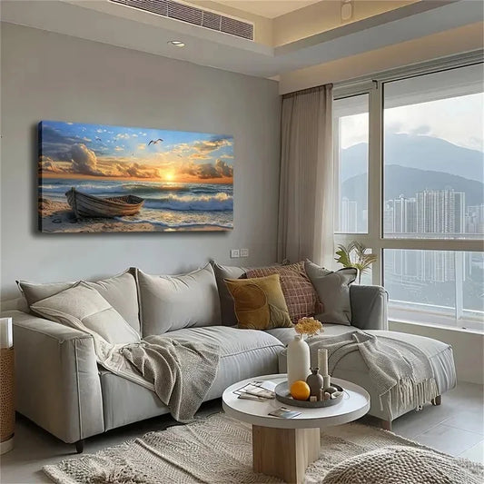 Infectious Seaside Sunset Wall Art canvas office home room framed 120x60cm