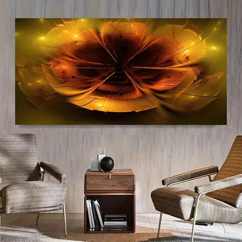 Design With Vibrant Golden Hues Wall Art Canvas Office Home Room Framed 120x60cm