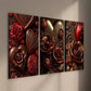 3pcs Chocolate Rose with Golden Accents Wall Art Set Canvas Framed 40x60cm - High Quality Print 100% Australian Made Wall Canvas Ready to Hang