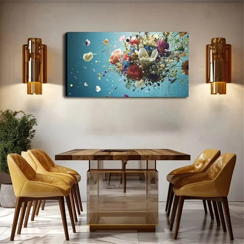 Bright Flower Gatheredc Together Wall Art Canvas Office Home Room Framed 120x60cm
