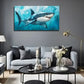 Vibrant Large White Shark Wall Art Canvas Office Home Room Framed 120x60cm