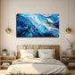 Blue Turquoise & Golden Wall Art Canvas Office Home Room Framed 80x45cm