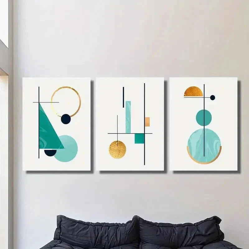 3pcs Abstract Geometric Aesthetics Wall Art Set Canvas Framed 40x60cm - High Quality Print 100% Australian Made Wall Canvas Ready to Hang