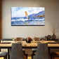 White Waves Minimalist Wall Art Canvas Office Home Room Framed 120x60cm.