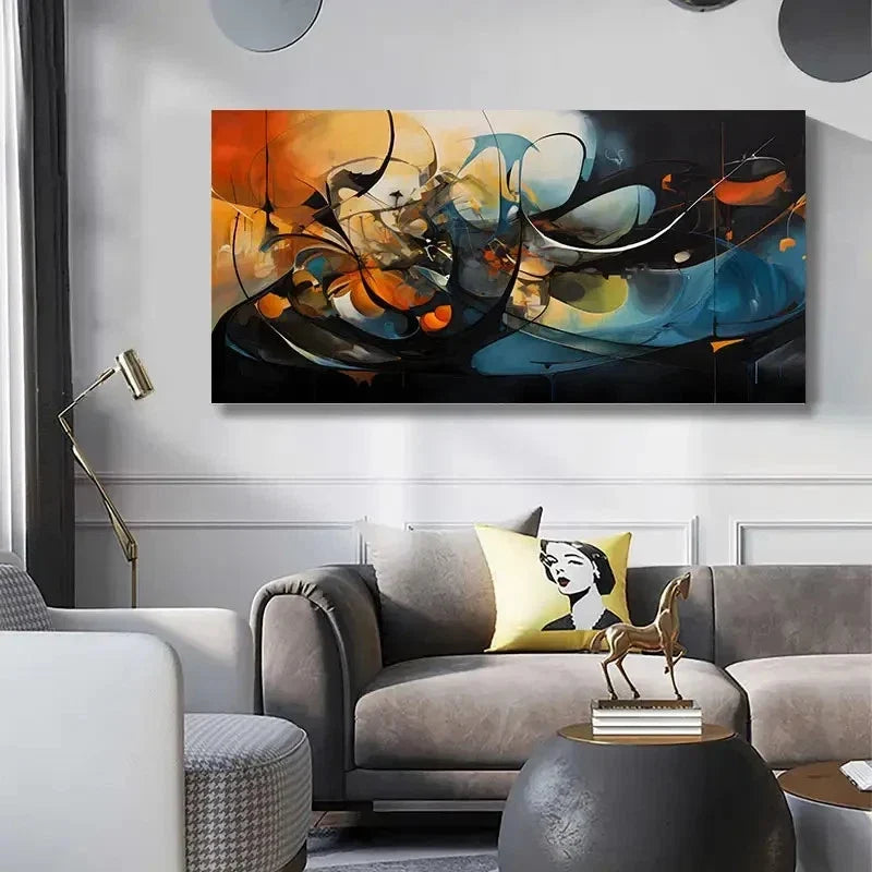 Abstract Geometric Color Graffi Wall Art Canvas Office Home Room Framed 120x60cm