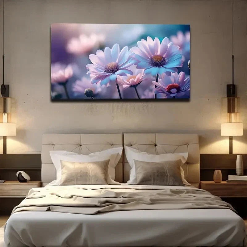 Blooming Daisies in Sunlight Wall Art canvas office home room framed 120x60cm