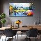 Bohemian Castle Lake Scene Wall Art Canvas Office Home Room Framed 80x45cm