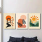 3pcs Boho Style Modern Abstract Metal Print Ready to Hang Art