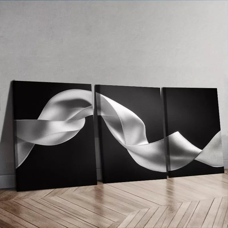 3pc A Ribbon Of Light In Dark Background Wall Art Set Canvas Framed 40x60cm - High Quality Print 100% Australian Made Wall Canvas Ready to Hang