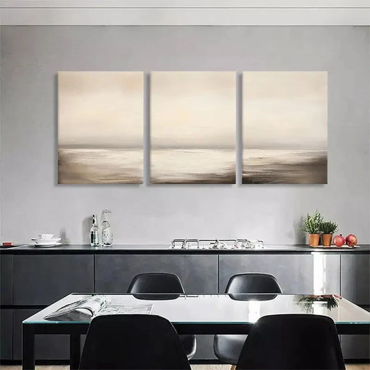 3pcs Calm Ocean Tones Minimalist Décor Perfect Wall Art Set Canvas Framed 40x60cm - High Quality Print 100% Australian Made Wall Canvas Ready to Hang