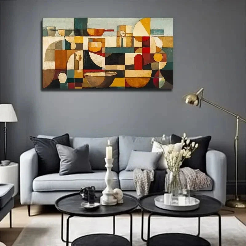 Neutral Beige Brown Black Wall Art Canvas Office Home Room Framed 80x45cm