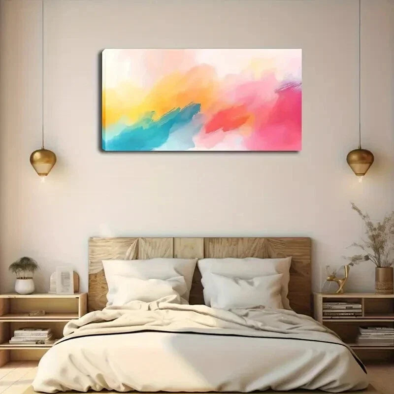 Modern Pastel Color Abstract Wall Art Canvas Office Home Room Framed 120x60cm