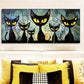 3pcs Featuring a Family of Black Cats, Metal Print Ready to Hang Art