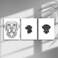 3pcs Charming Labrador Dog Black &amp; White Metal Print Ready to Hang Art