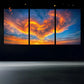 3pcs Heart-Shaped Cloud Sunset Metal Print Ready to Hang Art