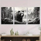 3pcs Black and White Bear Landscape Forest Metal Print Ready to Hang Art