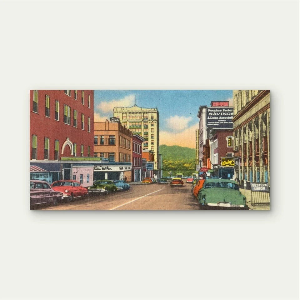 Vintage Classic City Street Urban Wall Art Canvas Office Home Framed 120x60cm