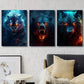 3pcs Angry Tiger Wolf Bear Animal Wall Art Set Canvas Framed 40x60cm - High Quality Print 100% Australian Made Wall Canvas Ready to Hang