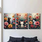 3pcs Cats in the Colorful Garden Design Wall Art Set Canvas Framed 40x60cm - High Quality Print 100% Australian Made Wall Canvas Ready to Hang