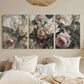 3pcs Antique Rose Vintage Floral Metal Print Ready to Hang Art