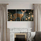 3pcs Deer Illustration Floral Surroundings Nature Metal Print Ready to Hang Art