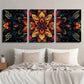 3pcs Mandala Flowers on Black Background Wall Art Set Canvas Framed 40x60cm - High Quality Print 100% Australian Made Wall Canvas Ready to Hang