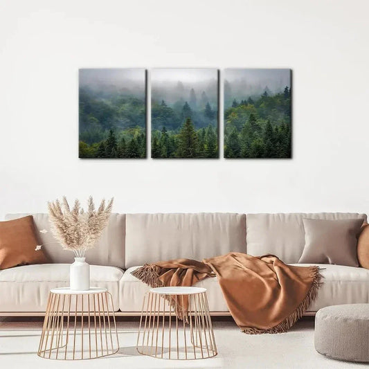 3pcs Aerial View of Green Forest Metal Print Ready to Hang Art