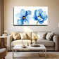 Blue Flowers White Wall Art Canvas Office Home Room Framed 120x60cm