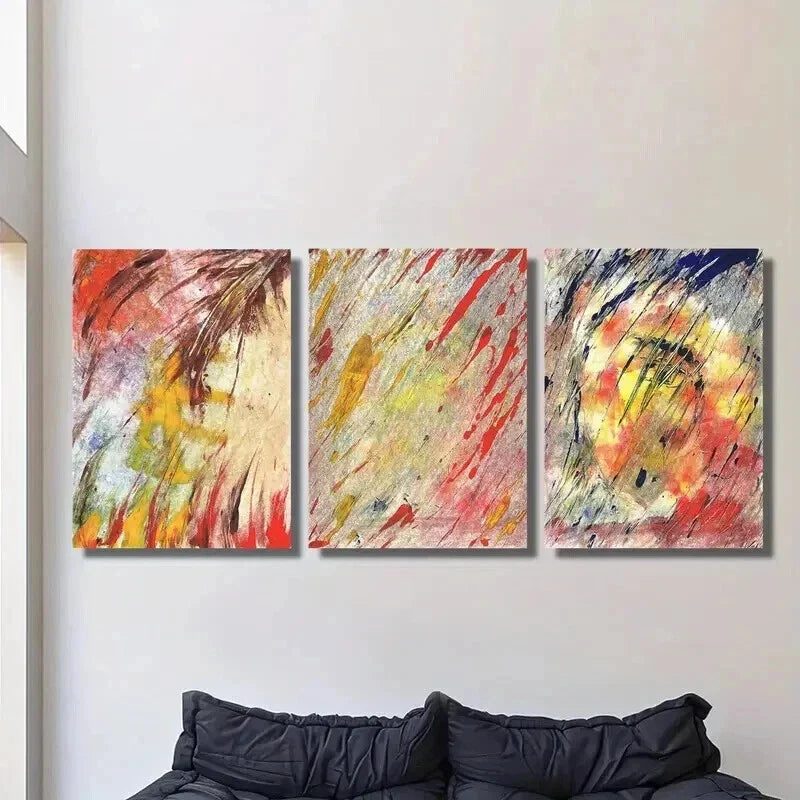 3pcs Abstract Color Splash Decoration Wall Art Set Canvas Framed 40x60cm - High Quality Print 100% Australian Made Wall Canvas Ready to Hang