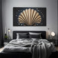 Golden & Black Shell Wall Art Canvas Office Home Room Framed 80x45cm