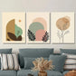3pcs Modern Abstract Boho Style Brown Metal Print Ready to Hang Art