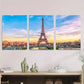 3pcs Eiffel Tower Triptych Classic Landscape Metal Print Ready to Hang Art
