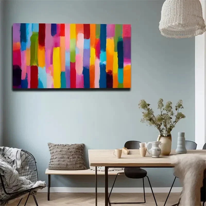 Vibrant Colorful Stripes Wall Art Canvas Office Home Room Framed 80x45cm