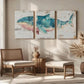 3pcs Humpback Whale Panoramic Painting Metal Print Ready to Hang Art
