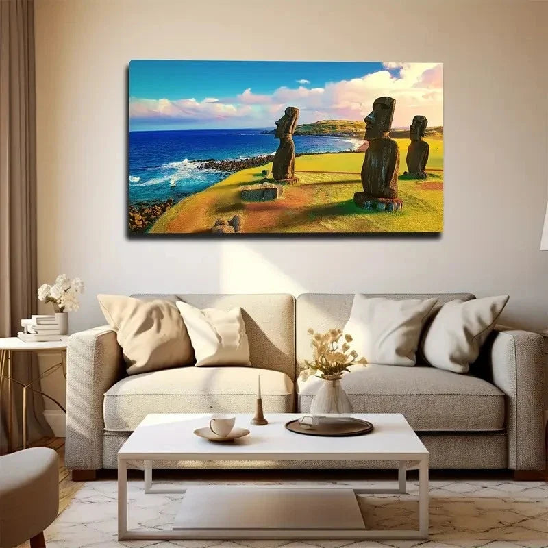 Easter Island Giant Wall Art Canvas Office Home Room Framed 80x45cm