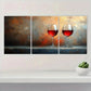 3pcs Red Wine Themed Abstract Tableware Metal Print Ready to Hang Art
