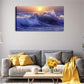 Sunset Beach Scene Waves Beach Wall Art Canvas Office Home Room Framed 120x60cm