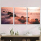 3pcs Tranquil Sunrise Fog Landscape Golden Metal Print Ready to Hang Art