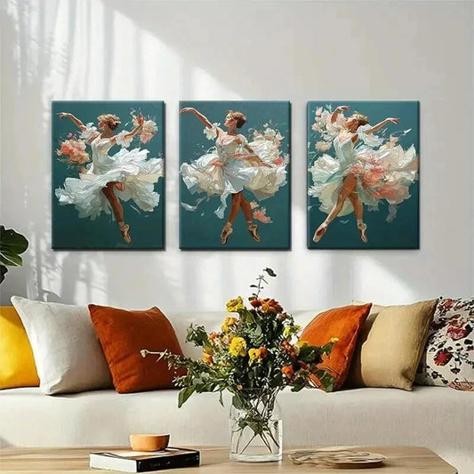 3pcs Elegant Ballet Dance Graceful Perfect Wall Art Set Canvas Framed 40x60cm - High Quality Print 100% Australian Made Wall Canvas Ready to Hang