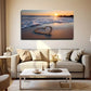 Shaped Beach Scene With Sunset Wall Art Canvas Office Home Room Framed 80x45cm