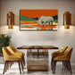 Orange & Green Savannah Decor Wall Art Canvas Office Home Room Framed 80x45cm