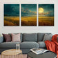 3pcs Moon and Night Scene Map Metal Print Ready to Hang Art