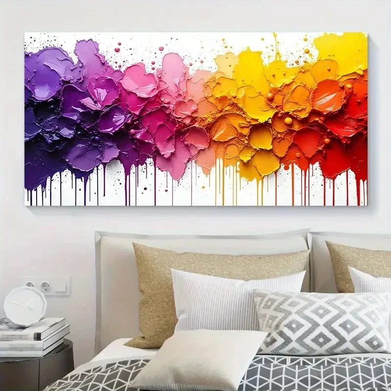 Modern Minimalist Vibrant Wall Art Canvas Office Home Room Framed 80x45cm