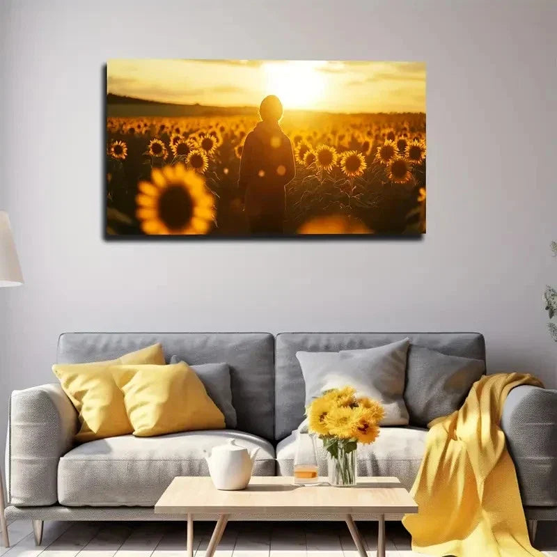 The Sunflower Flowers Wall Art Canvas Office Home Room Framed 80x45cm