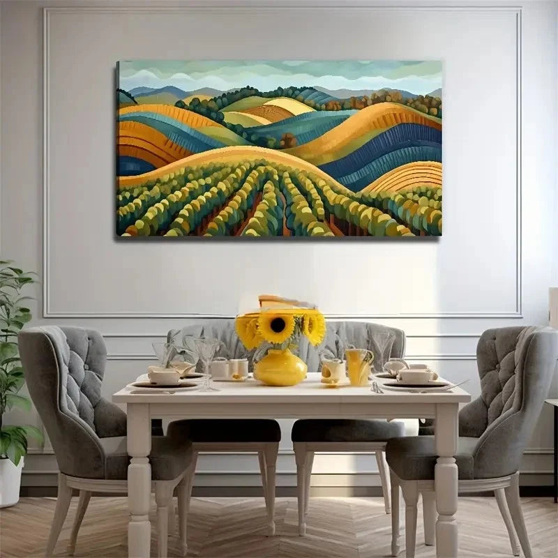 Abstract Vineyard Suitable Wall Art Canvas Office Home Room Framed 120x60cm