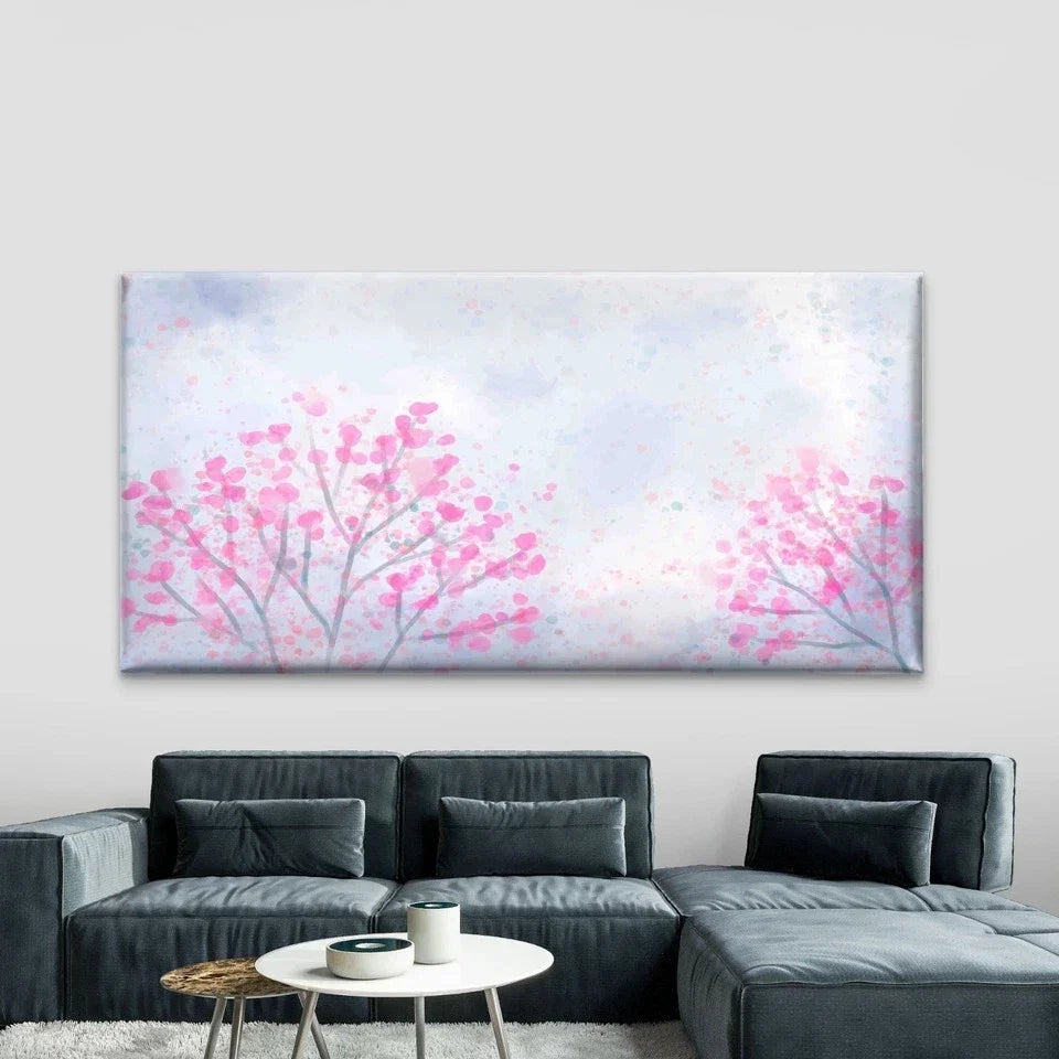 Watercolor Cherry Blossom Wall Art Canvas Office Home Room Framed 120x60cm