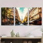 3pcs Street View with Eiffel Tower Metal Print Ready to Hang Art